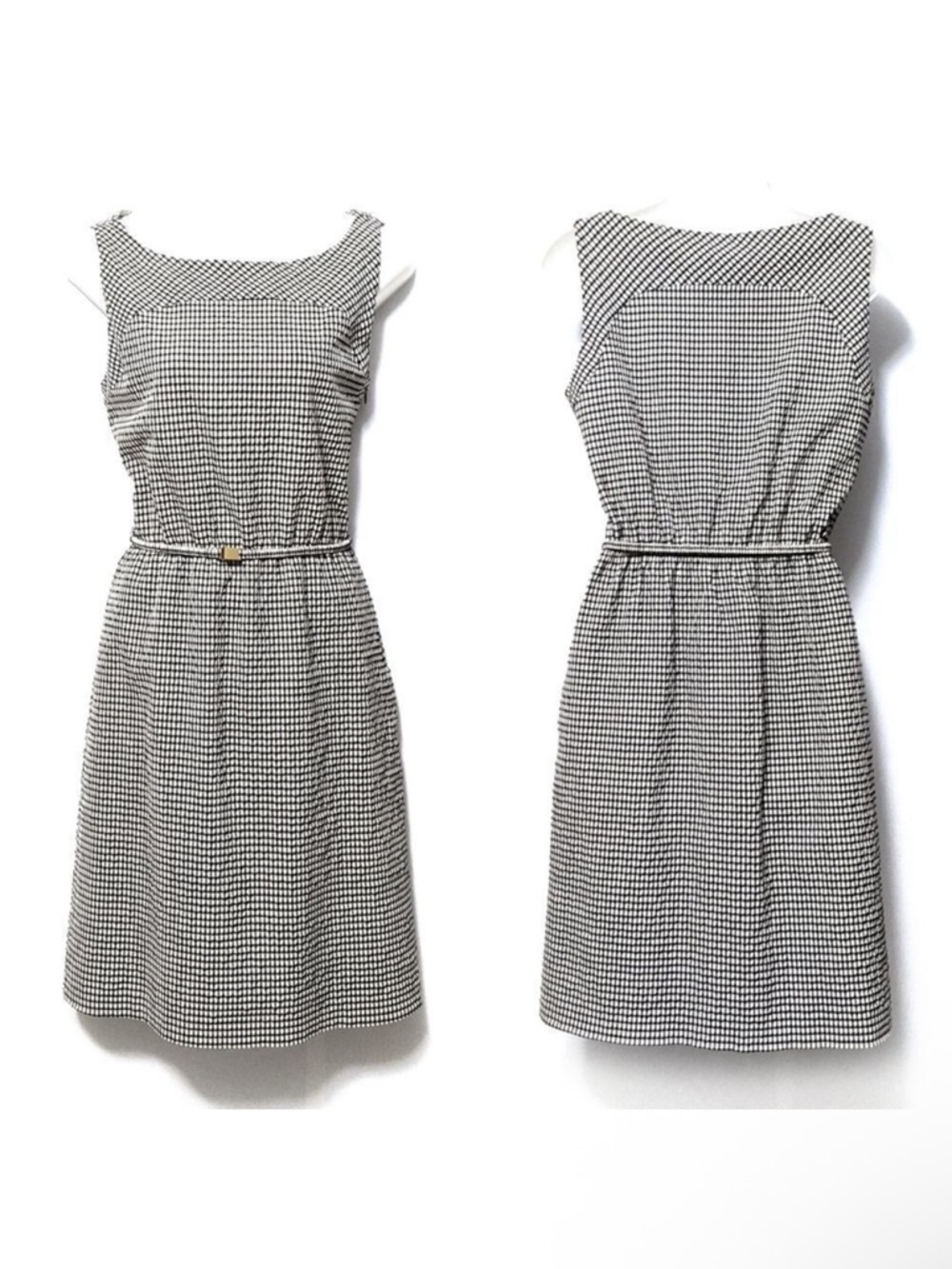 RENE LEZARD Wool Cotton Gingham Dress 4